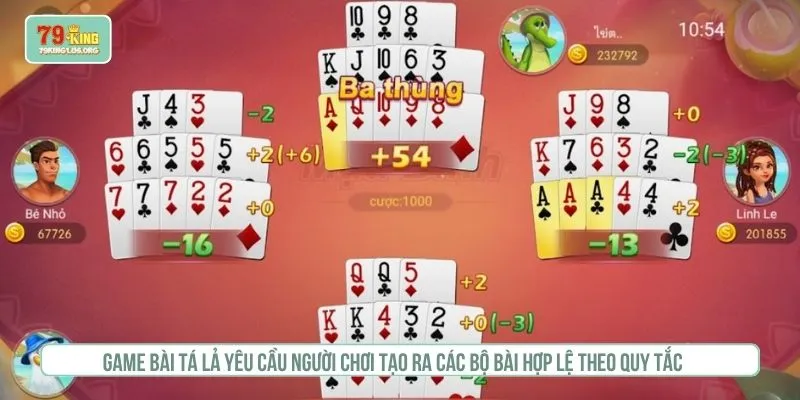 Game bài tá lả yêu cầu người chơi tạo ra các bộ bài hợp lệ theo quy tắc