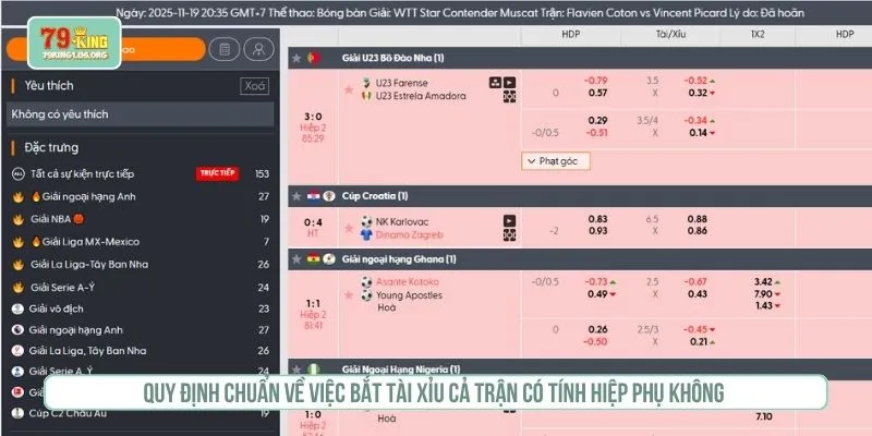 Quy định chuẩn về việc bắt tài xỉu cả trận có tính hiệp phụ không 