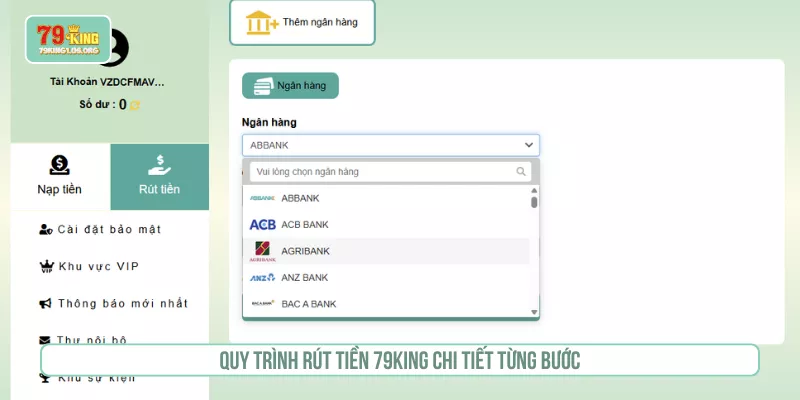 Quy trình rút tiền 79KING chi tiết từng bước
