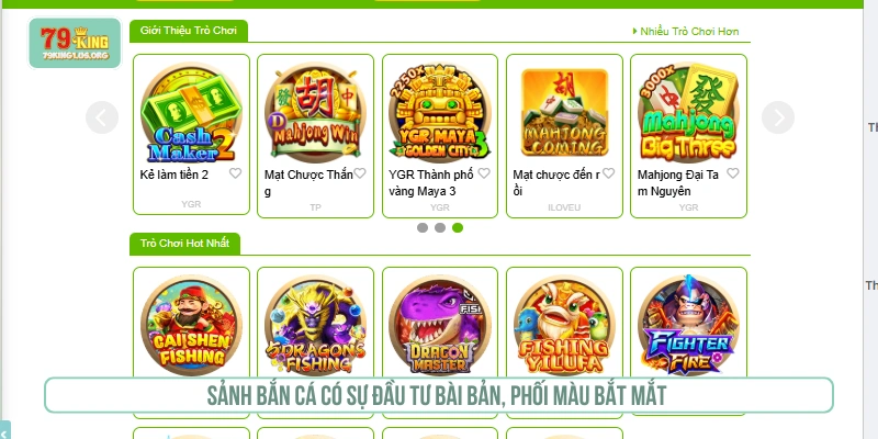 Sảnh bắn cá có sự đầu tư bài bản, phối màu bắt mắt 